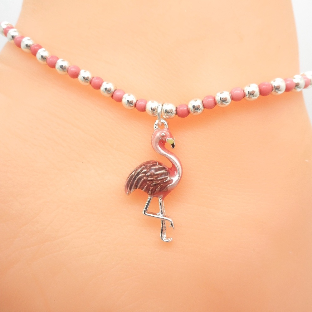 Stretch Pink Flamingo Ankle Bracelet Anklet